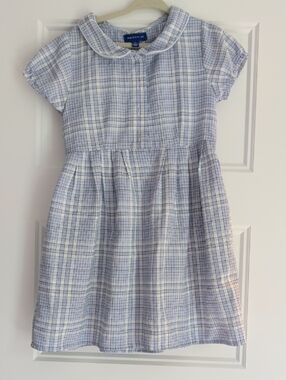 Maisonette Blue & White Plaid Peter Pan Collar Dress
